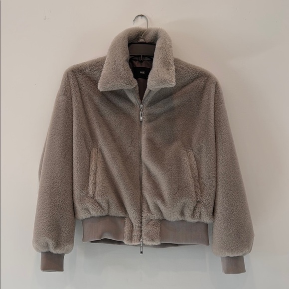 Cozy Faux Mink Bomber Jacket Tauoe Grey. From Japan. Unisex. - Picture 1 of 6